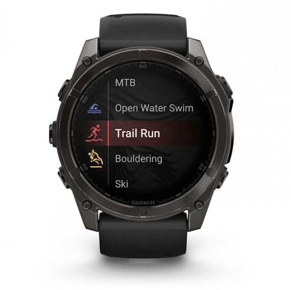 Умные часы Garmin Fenix 8, 51 мм, AMOLED, Sapphire Carbon Gray DLC Titanium with Black/Pebble Gray Silicone