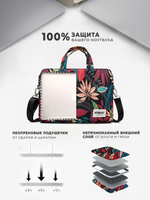 Сумка для ноутбука 15,6" и 17" с ремнем на плечо и 3 отделениями (Джунгли)