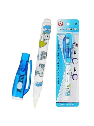 Ручка-шпион 1 шт с УФ фонариком MC-816 корпус голубой