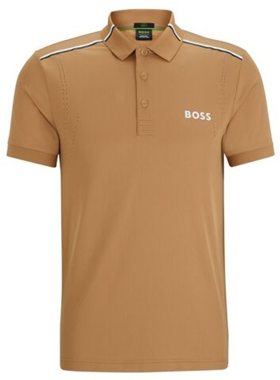 Мужское теннисное поло BOSS x Matteo Berrettini Patteo MB Slim Fit Polo Shirt - medium beige