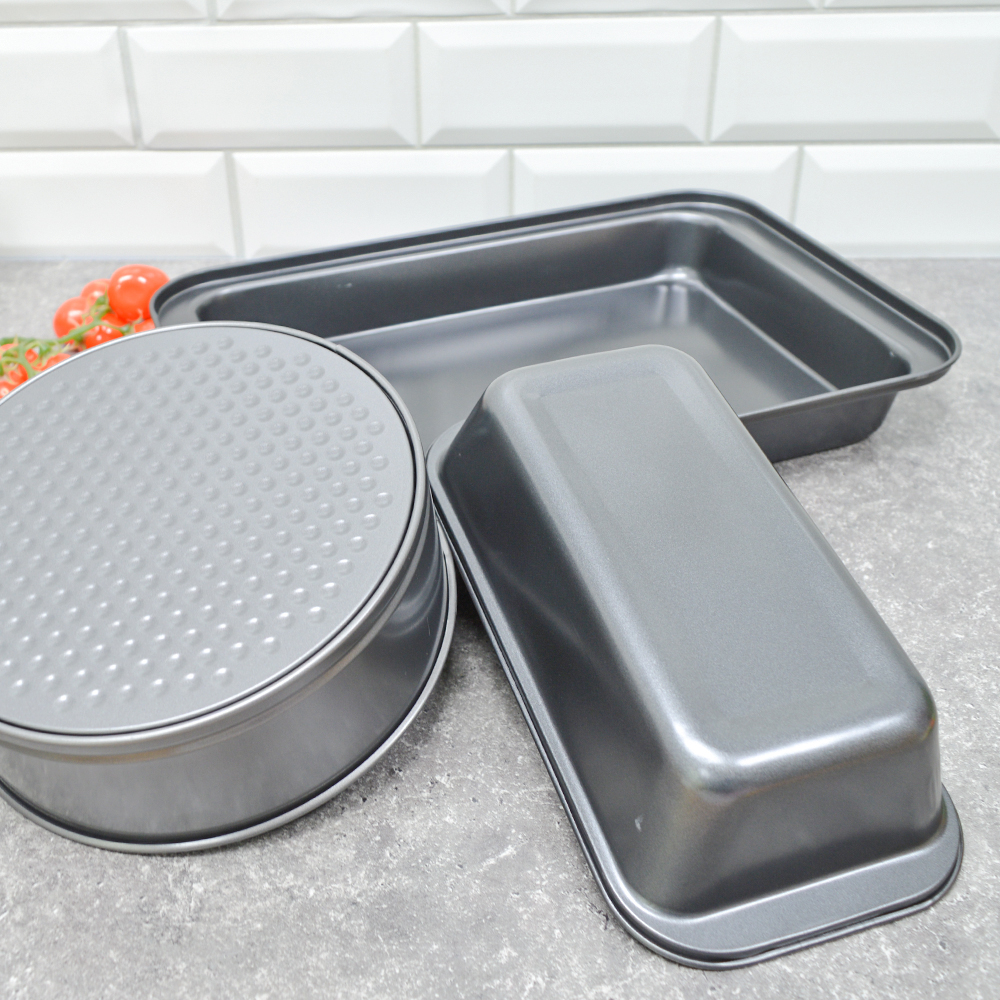 Набор форм для выпечки, 3шт в наборе (37*25*5см, 20*6,5см, 25*13*6см) 750г