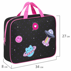 Папка на молнии с ручками BRAUBERG А4, 1 отделение, полиэстер, 80мм, Space sweets, 272175