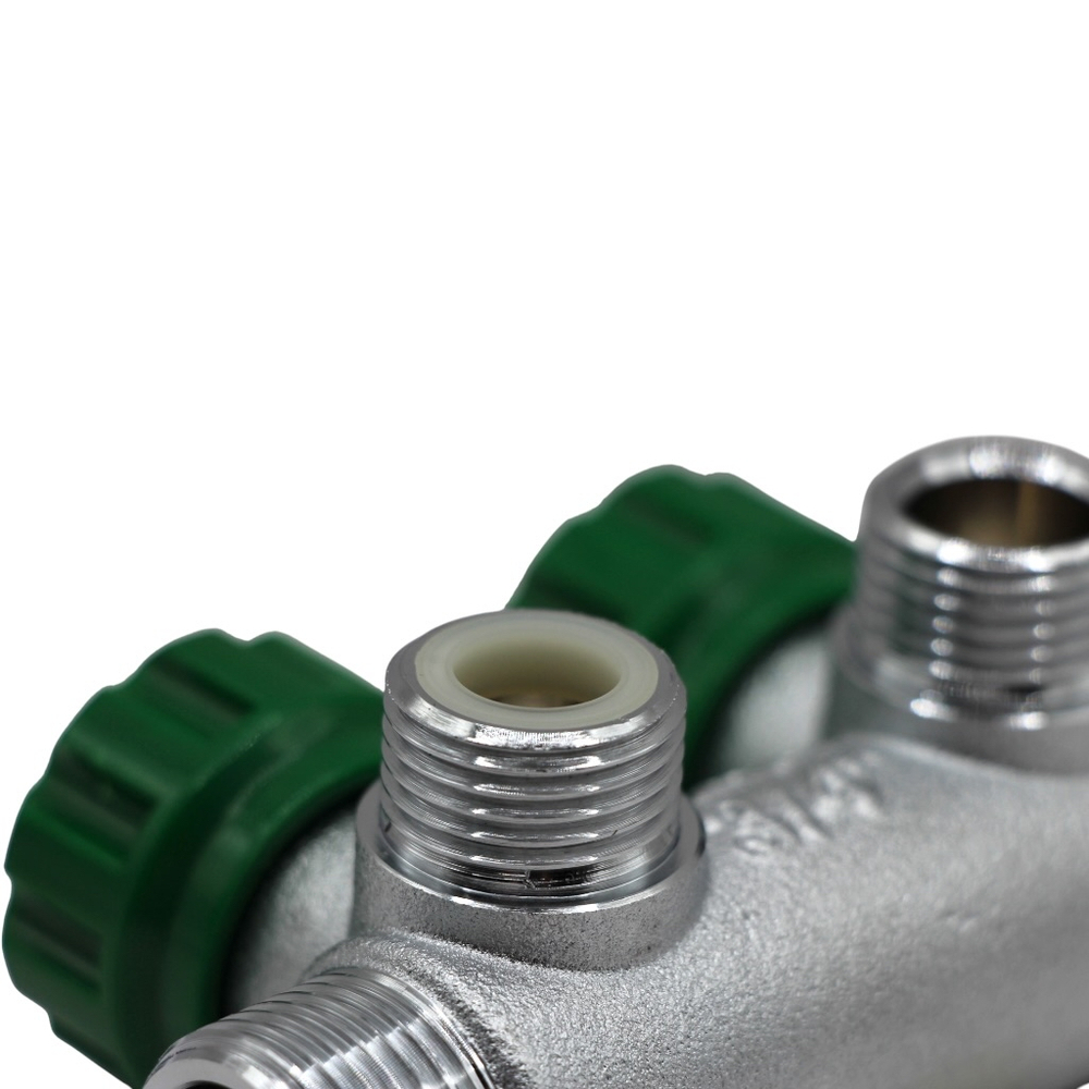 Коллектор регулирующий FAR 3/4" (ВР-НР) с 2 отв. 1/2"EU с вставкой под плоское уплотнение