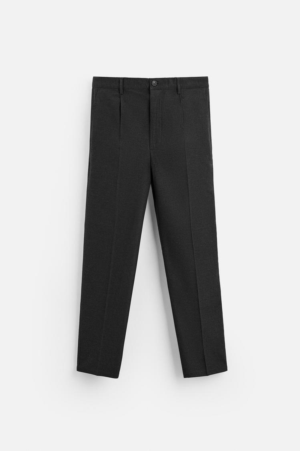 ZARA БРЮКИ ИЗ ФЛАНЕЛИ СО СКЛАДКАМИ, АНТРАЦИТОВО-СЕРЫЙ