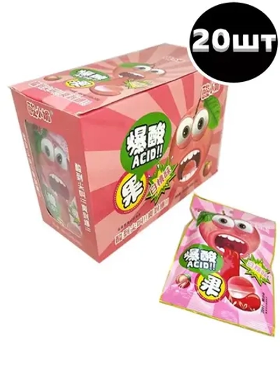 Кислые леденцы со вкусом Персика 24 г * 20 шт