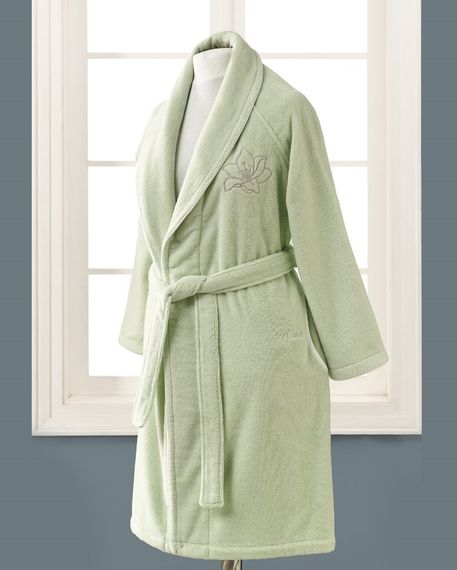 LILIUM SALYAKA ЗЕЛЕНЫЙ махровый женский халат Soft Cotton (Турция)