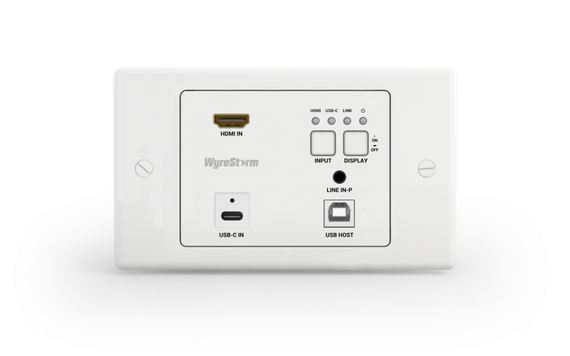 Wyrestorm SW-120-TX3-UK - настенный HDBaseT 3.0 передатчик HDMI2.0 по витой паре до 100 м (4К@60 4:4:4). Поддержка USB-C (питание до 60 Вт) HDCP2.3, USB, де-эмбендинг аудио, PoH (2 напр.). Управление: RS-232. Для английского подрозетника.