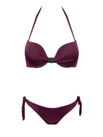 Раздельный однотонный пуш-ап купальник (Размер: B/S) (Цвет: бордовый)