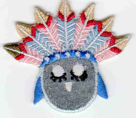 Термоаппликация HKM "Eule grau mit Federkopfschmuck", 5,5 х 3 см, 1 шт (10206100/121214/0010869/03_Г