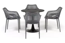 "Беллини" обеденная группа на 4 персоны, цвет темно-серый