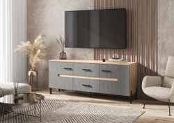 Тумба для ТВ Ким (металл), Бетон темный, Сонома