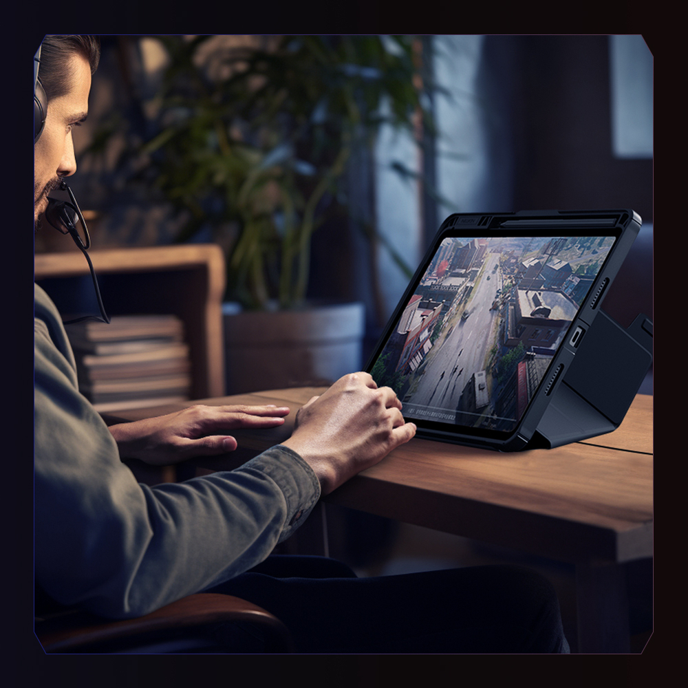 Чехол книжка для планшета Xiaomi Pad 8 и 8 Pro, серия Bumper Pro Case-Multi Angle Folding Style, многофункциональный складной стиль от Nillkin