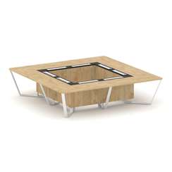 Steel Meet Стол переговорный квадратный KMK-PR.B.SP-16K Тиквуд Светлый/Графит Глянец/Металл Белый 32