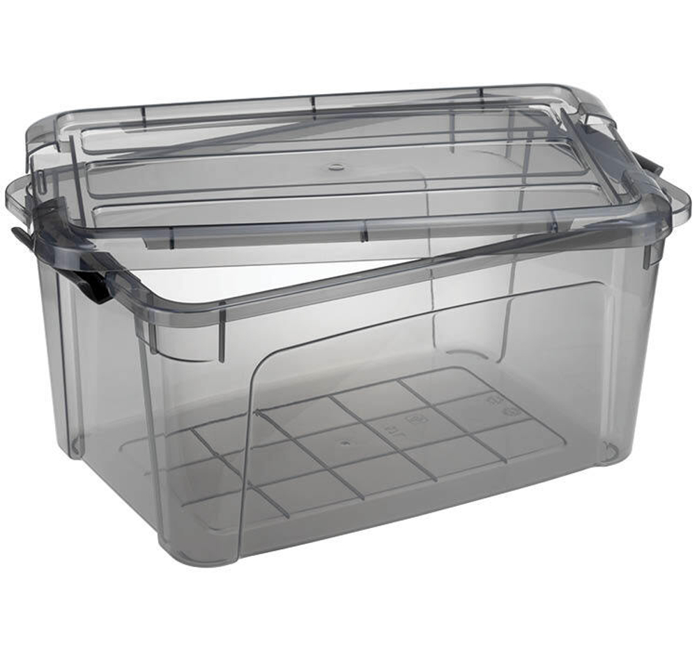 Ящик для хранения с замками КИП 5,7 л 300x200x150 чёрный прозрачный