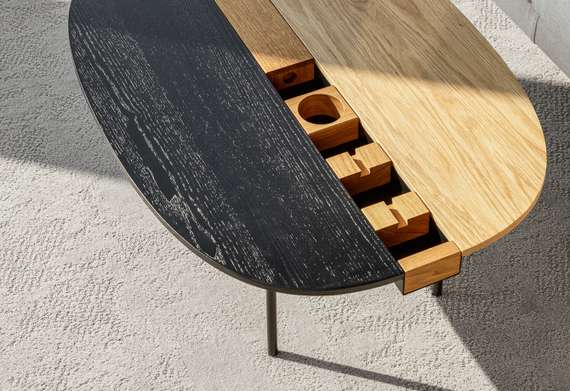 Журнальный столик Between S, 90х64х37 см, черный ясень