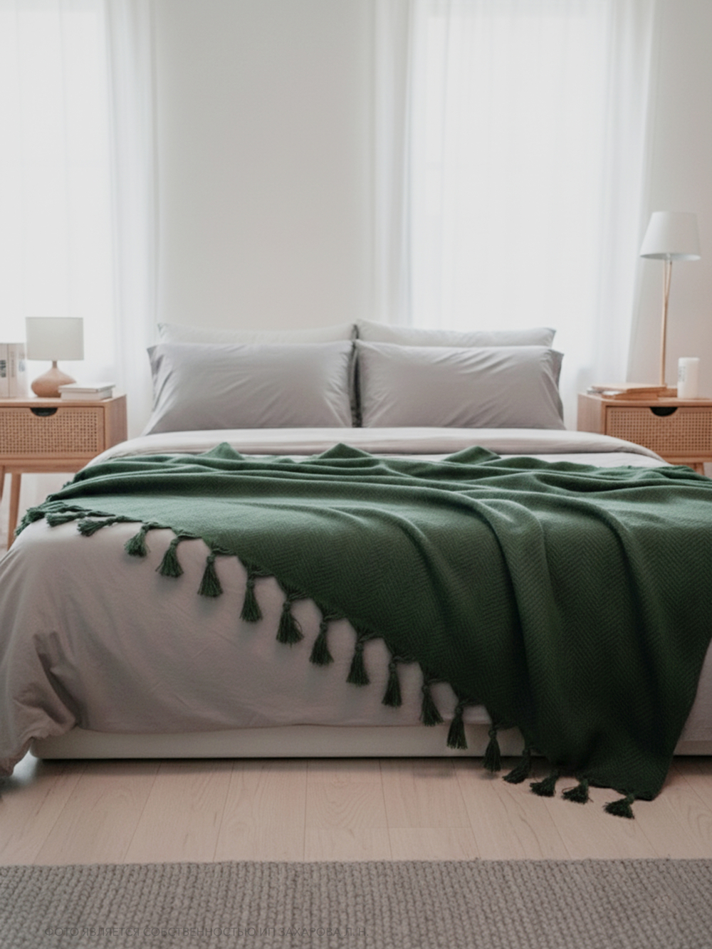 Плед-покрывало из хлопка Sidney, цвет Зеленый