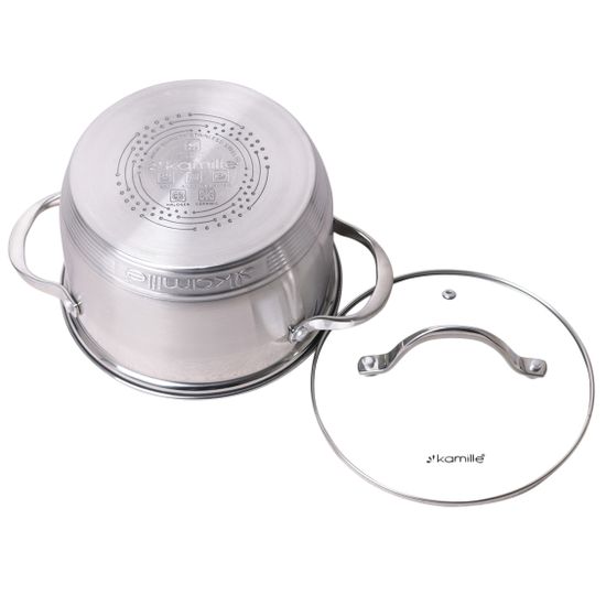 Кастрюля 4,7 л. из нержавеющей стали Kamille KM-4722S с крышкой и 7-слойным дном