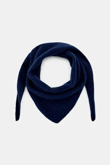 ZARA БАНДАНА ИЗ СМЕСОВОЙ ШЕРСТИ, СИНИЙ