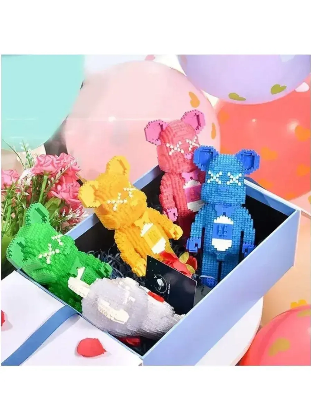 Конструктор Розовый мишка из миниблоков 1469 деталей