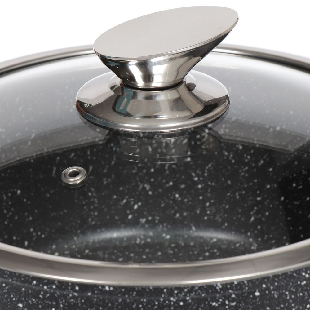 Кастрюля алюминий, антиприг, 3.5 л, с крыш, Daniks, Олимп, CAS-2235-BLM