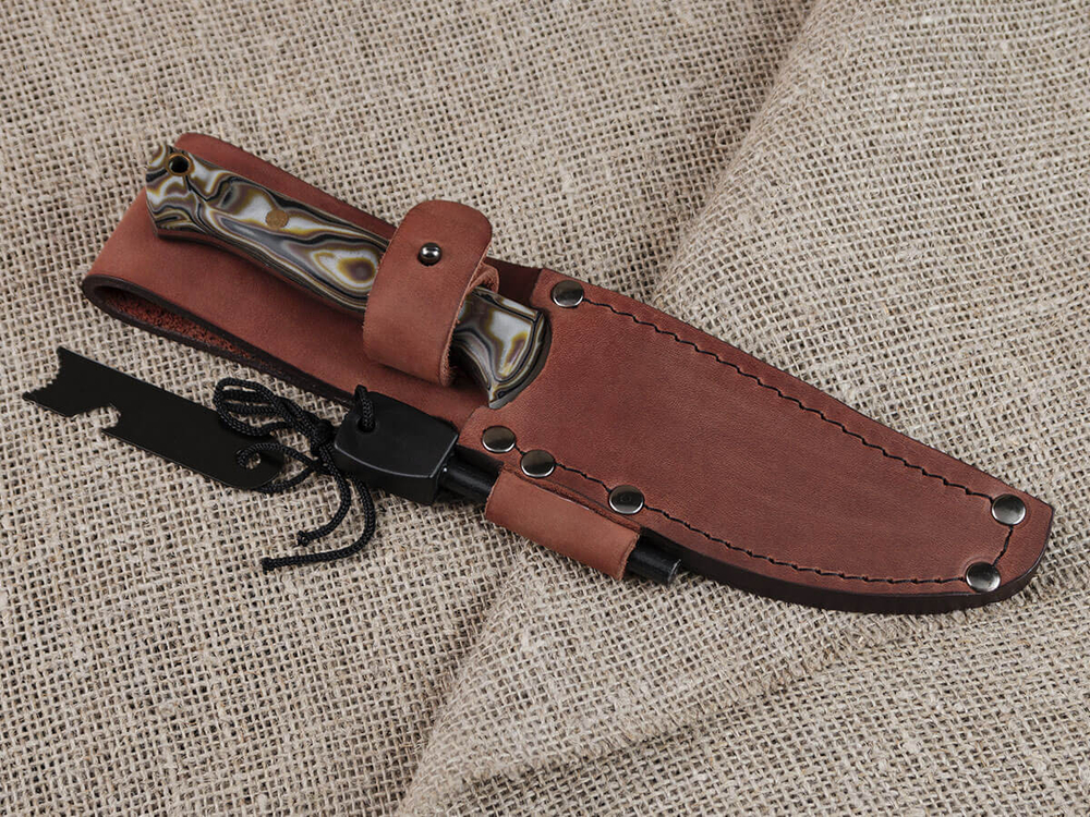 Нож для бушкрафта "Форест", сталь VG-10/Elmax, рукоять микарта (камуфляж)