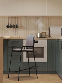 Стул полубарный Ror, 2 Frame, велюр, черный/серый