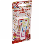 Свеча для торта Цифра Радуга «7» 6,7см