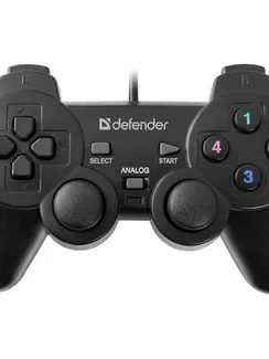 Геймпад Defender Omega USB, проводной, вибрация, для PC, USB, черный