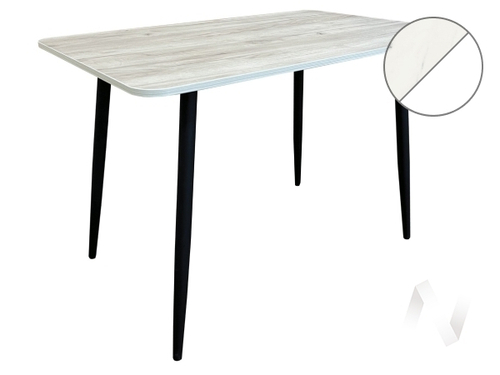 Стол Лайт прямоугольный (опоры черный/пластик мрамор белый; кромка белый)
