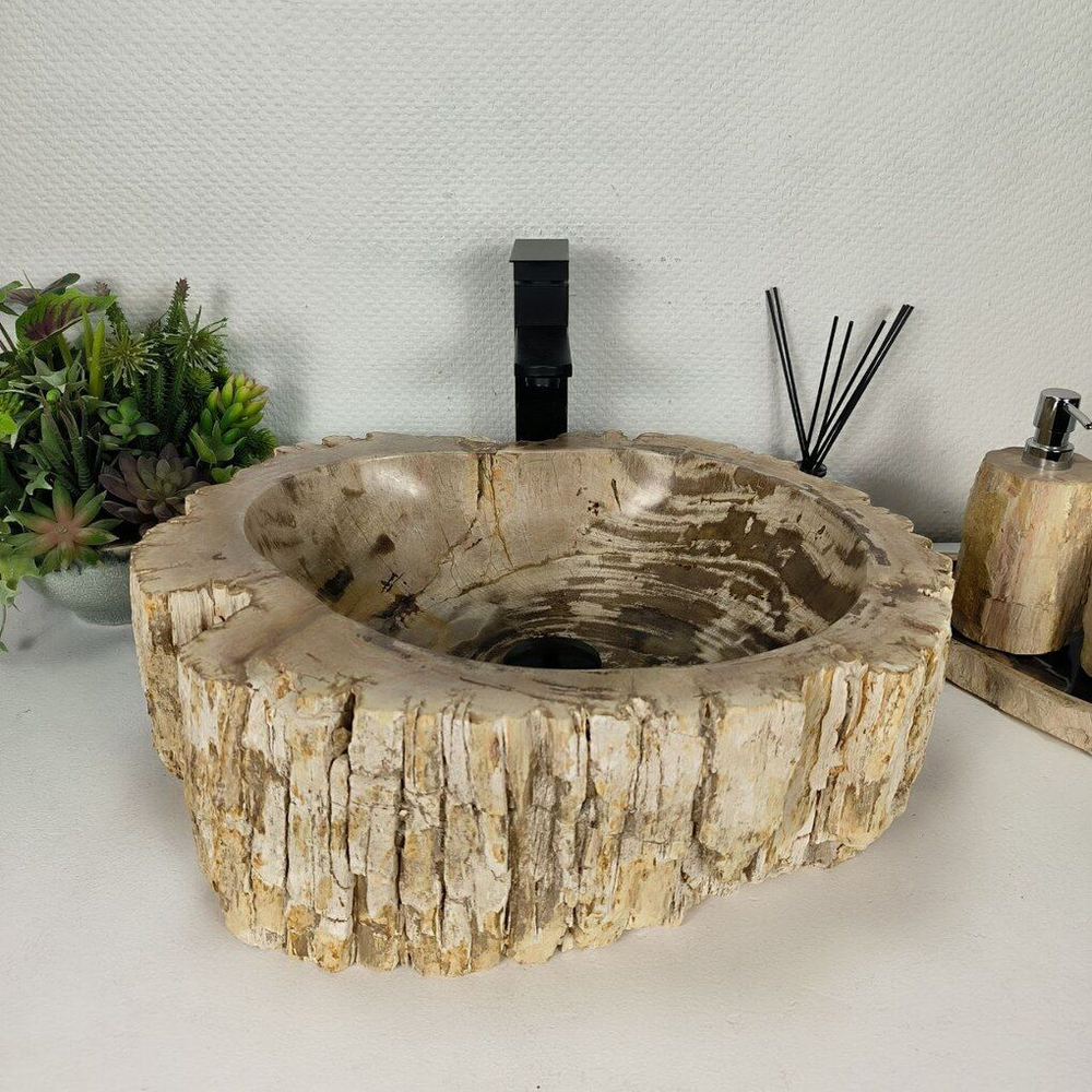 Каменная раковина из окаменелого дерева OD-04305 (49*45*15) 0176 из натурального камня