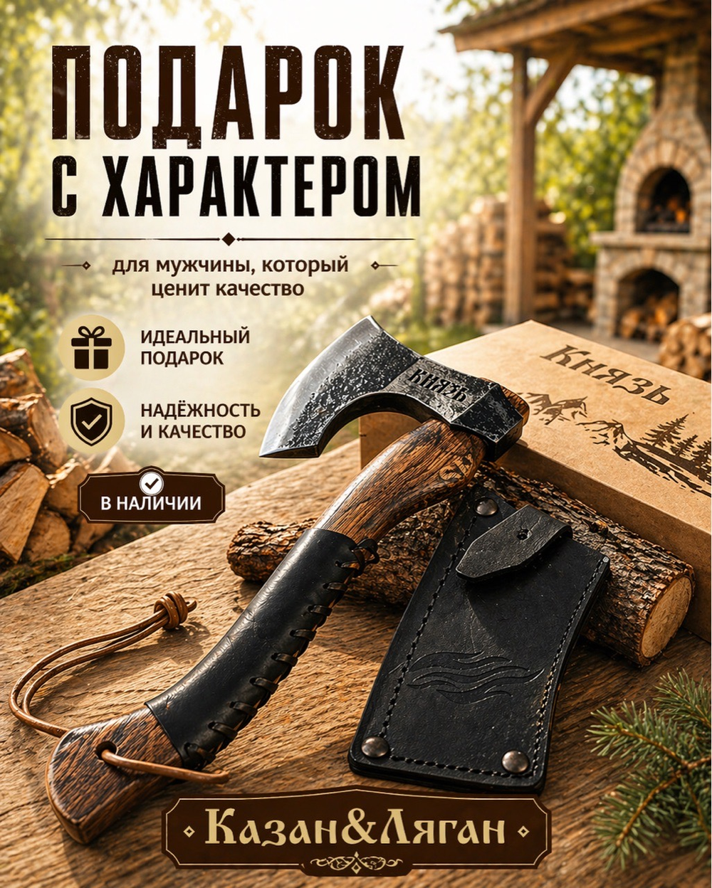 Топор Князь 60 г ручка-дерево ( дуб )