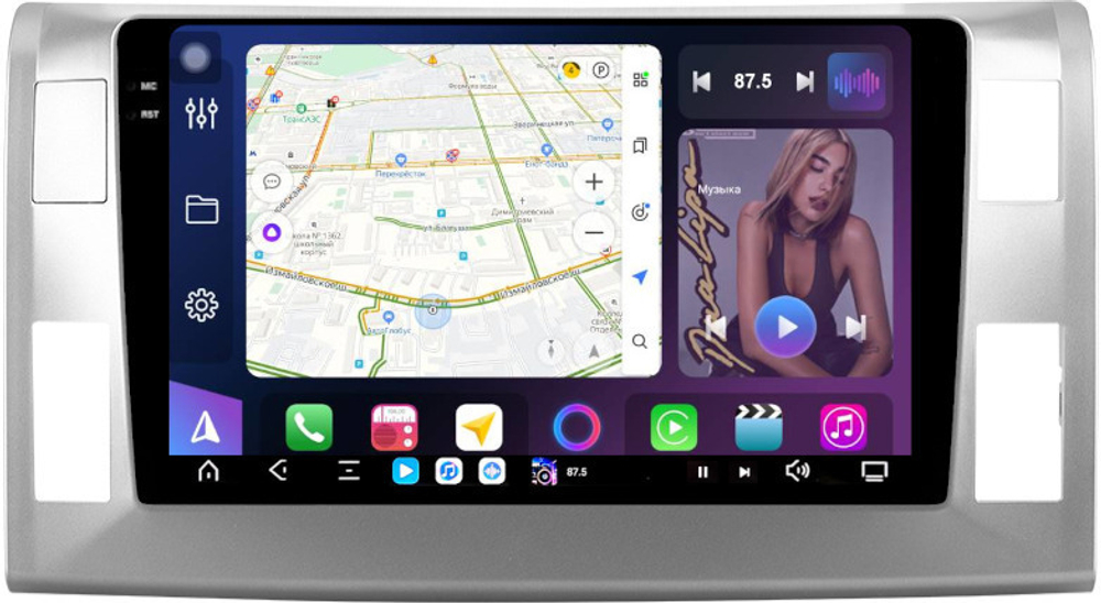 Магнитола для Toyota Estima 3 2006-2016 (без 360, рамка серебро тип 1) - FarCar GX10-9574 монитор 10.36" 2K QLED на Android 14, TS20, 6+128Гб, CarPlay, 4G SIM-слот