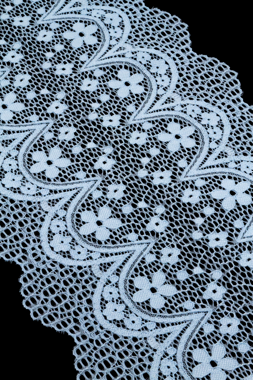 Эластичное кружево светло-голубое ширина 19.5 см ОТРЕЗ 0,45 м