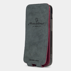 Чехол для iPhone 14 Pro из кожи страуса, цвета фуксии