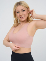 Бюстгальтер-топ в мелкий рубчик с кружевом на бретелях (Размер: 3X) (Цвет: белый)