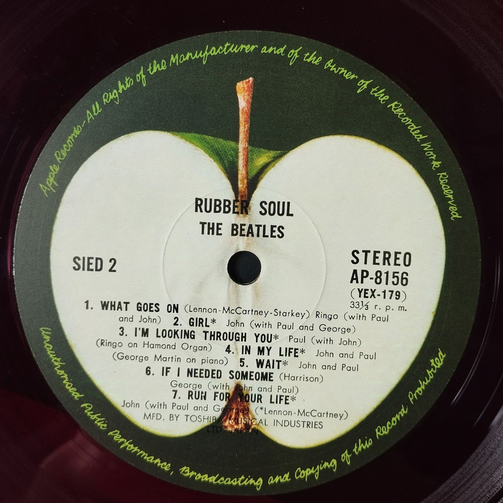 Винтажная виниловая пластинка LP The Beatles Rubber Soul (Japan 1970) (Red Wax Vinyl)