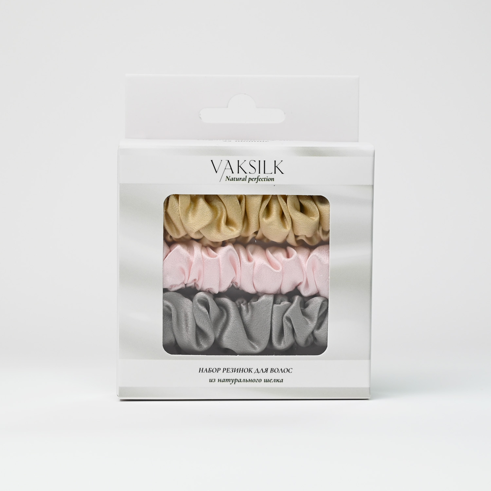 Набор резинок для волос "Medium" | серый, розовый, золотистый