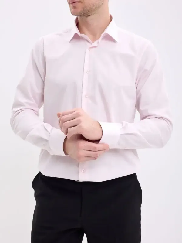 Рубашка на высокий рост LONG SLIM FIT с длинным рукавом, бледно-розовая
