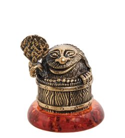 Народные промыслы AM-1348 Фигурка «С легким паром» (латунь, янтарь)