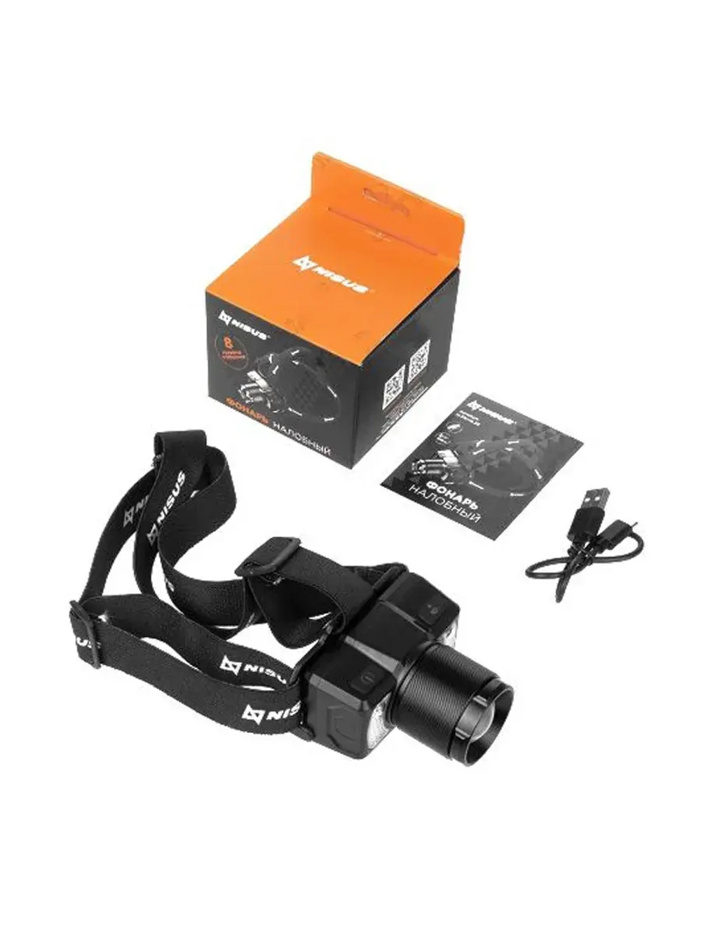 Фонарь налобный PRO N-FN-HL05-D 200 LM, IP44, USB