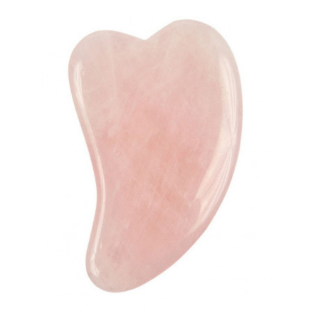 Скребок гуаша для массажа - сердце изогнутое (розовый кварц, 10 см)