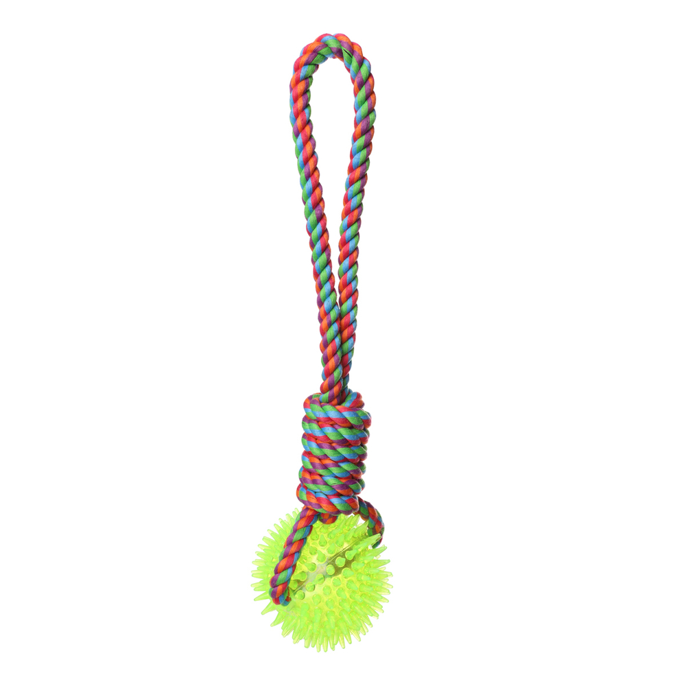 Игрушка для собак "Верёвка с петлёй, мяч игольчатый", d85/340мм, Triol