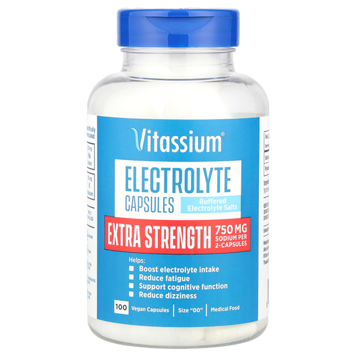 Vitassium, капсулы с электролитом, размер «00», 100 веганских капсул