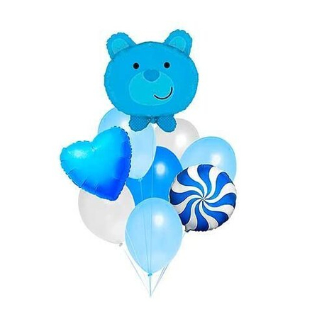 Фонтан из воздушных шаров "Синий мишка"