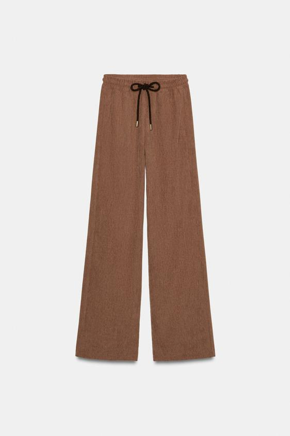 ZARA БРЮКИ ПРЯМОГО КРОЯ С ЭЛАСТИЧНЫМ ПОЯСОМ, РЫЖЕВАТО-КОРИЧНЕВЫЙ