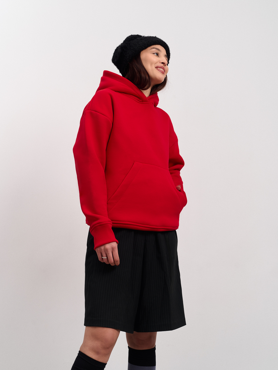 Толстовка женская с капюшоном "Вasic" красный