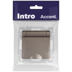 Розетка Intro Accent 6-203-08 2P+E Schuko с крышкой, 16А-250В, IP20, СУ, AL/CU, Accent, бронза
