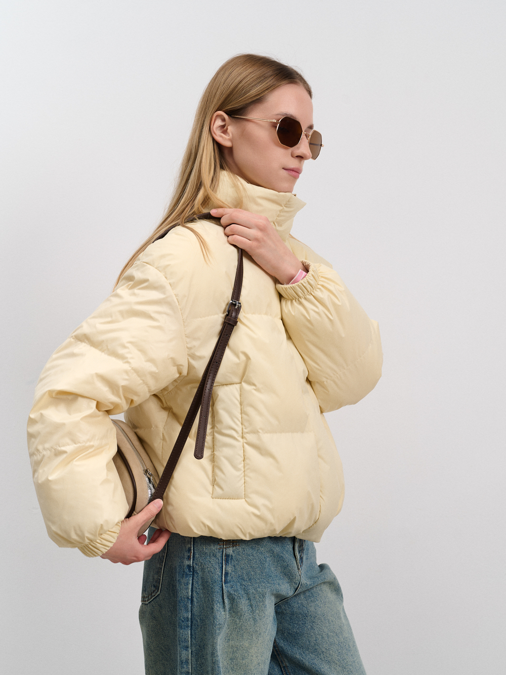Пуховик женский демисезонный ваниль