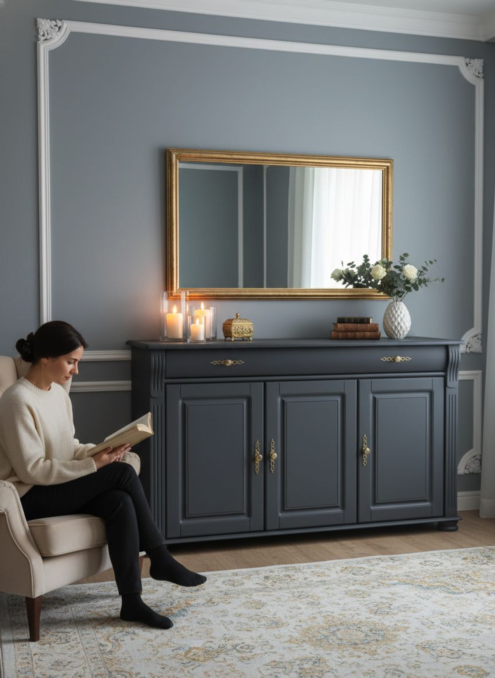 Комод для одежды, 139х42х85, Susanna, с ящиками, для одежды, деревянный, серый, Dipriz