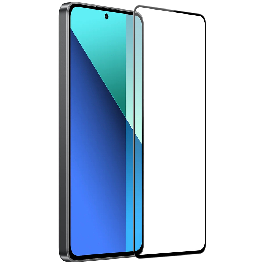 Защитное стекло с отверстием под фронтальную камеру для Xiaomi Redmi Note 13 Pro 4G и Poco M6 Pro 4G, тонкие черные рамками и олеофобное покрытие, G-Rhino